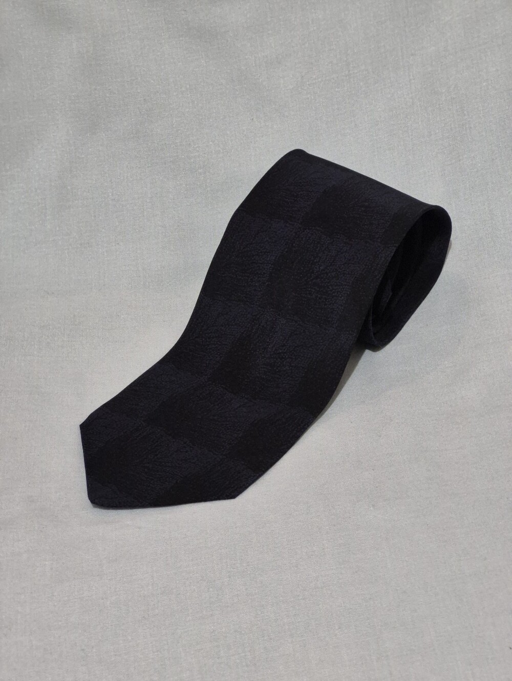 Giorgio Armani Cravatte Black & Navy Tonal Check Silk Tie